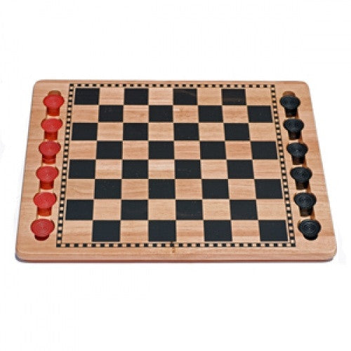 Checkers - 14" Solid Wood Checkers Set - Red & Black - Wood Expressions is available at exclusivasunibis Austria, Austria's Source for Board Games!